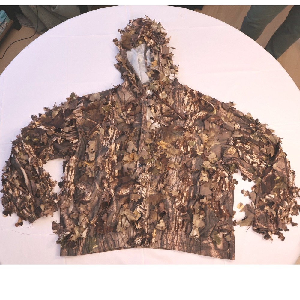Master Sportsman Mens Large 3D Leafy Ghillie Suit Jacket Camo Hooded Zip